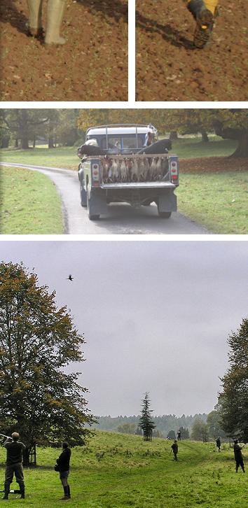 Image of a landrover with bird and a gun enjoying bull shot and garlic bread during the morning break